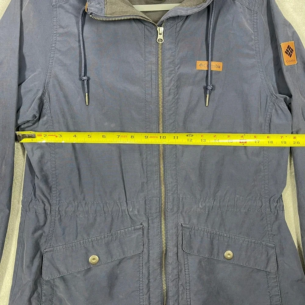Columbia Utility Jacket Women Large Navy Blue Hooded Cinched Waist Gorpcore